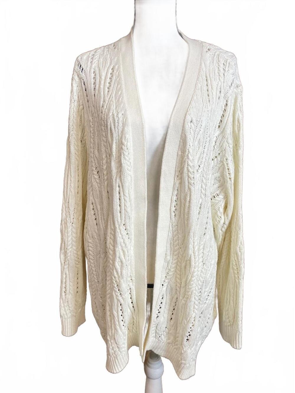 Talbots ivory open front cardigan sweater 3X